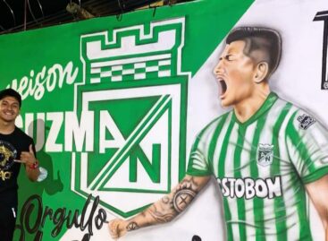 Yeison Guzmán recibió un mural por parte de los hinchas de Atlético Nacional en La Unión