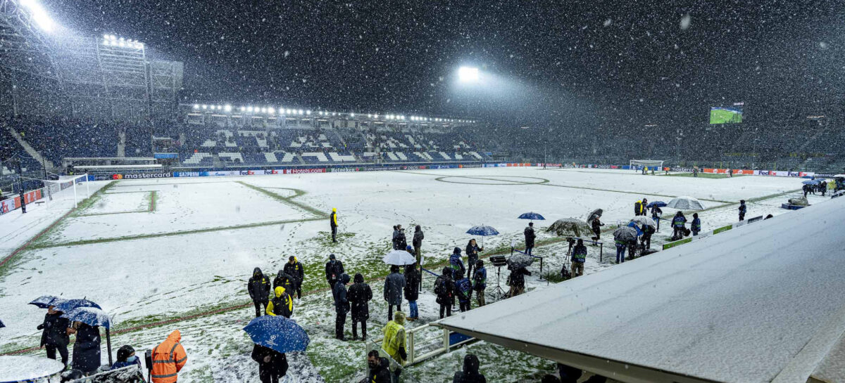 En imágenes: el partido entre Atalanta y Villarreal fue aplazado por nieve
