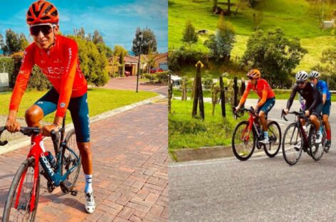 Egan Bernal volvió a montar bicicleta por las carreteras del país