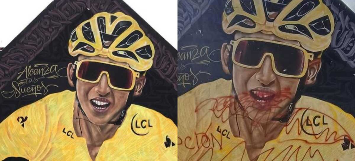 ¡Lamentable! Mural en honor a Egan Bernal fue vandalizado