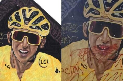 ¡Lamentable! Mural en honor a Egan Bernal fue vandalizado