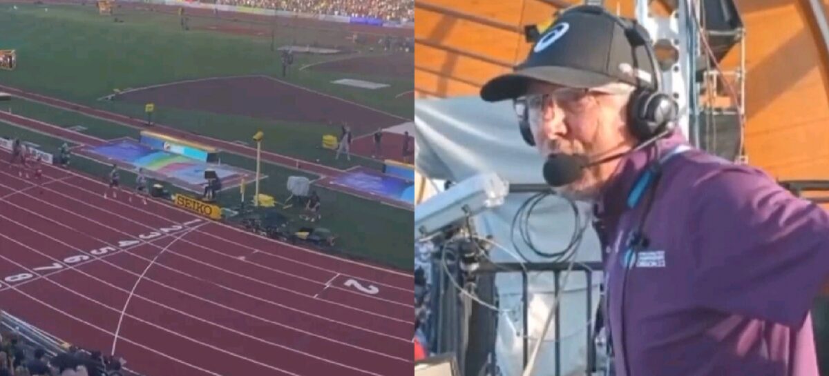 La emoción de un relator al ver a su hijo ser campeón en el Mundial de Atletismo en Oregon