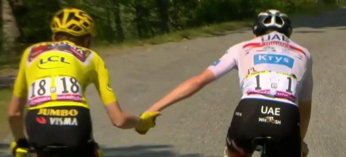 Juego limpio: en plena definición del Tour de Francia, Pogacar se cayó y Vingegaard lo esperó