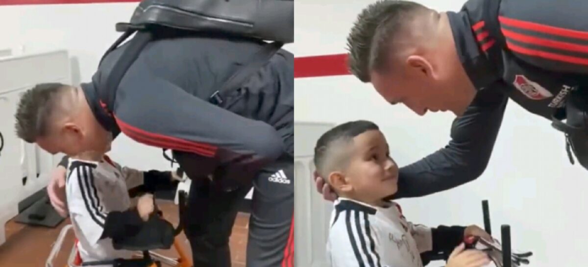 El tierno encuentro de Franco Armani con un niño de 5 años que tiene discapacidad motriz