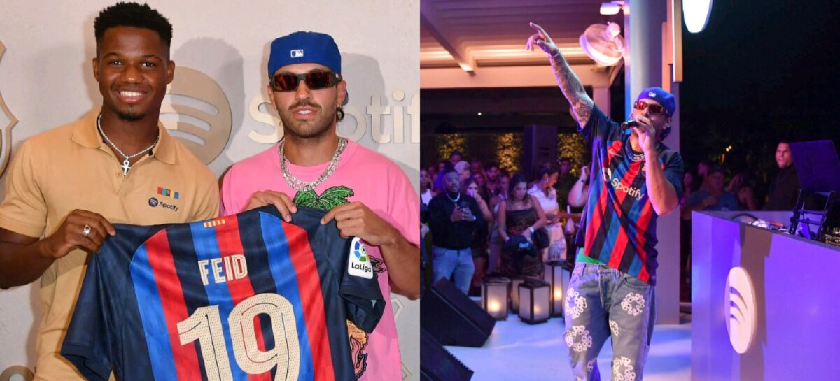 Feid participó en la celebración del acuerdo comercial entre Barcelona y Spotify