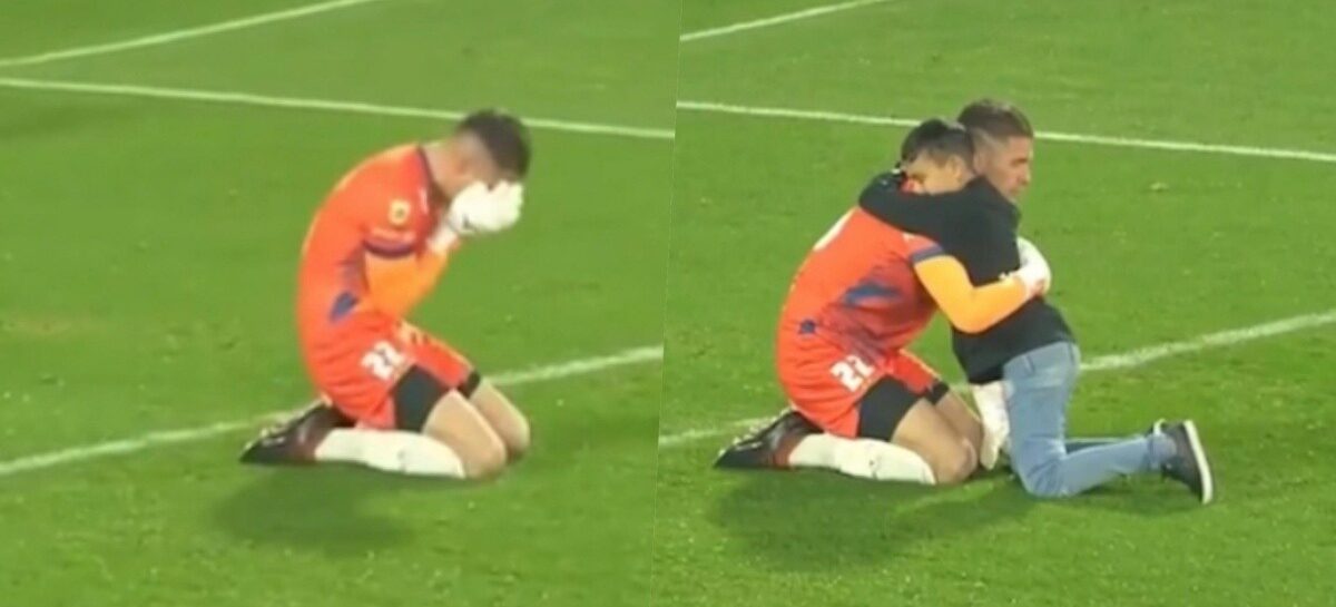 Niño invadió la cancha para consolar al portero de Defensa y Justicia tras la derrota ante Boca Juniors
