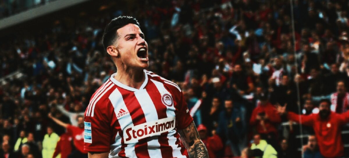 James Rodríguez marcó su primer gol con Olympiacos en Grecia