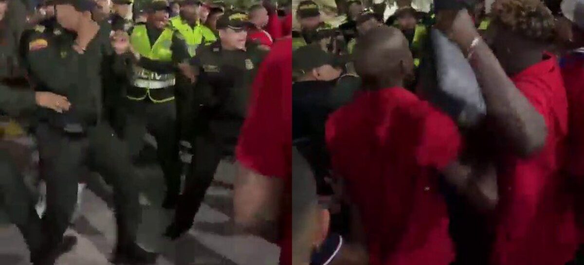 ¡Vergonzoso! Jugadores de América y la Policía de Barranquilla se fueron a los golpes
